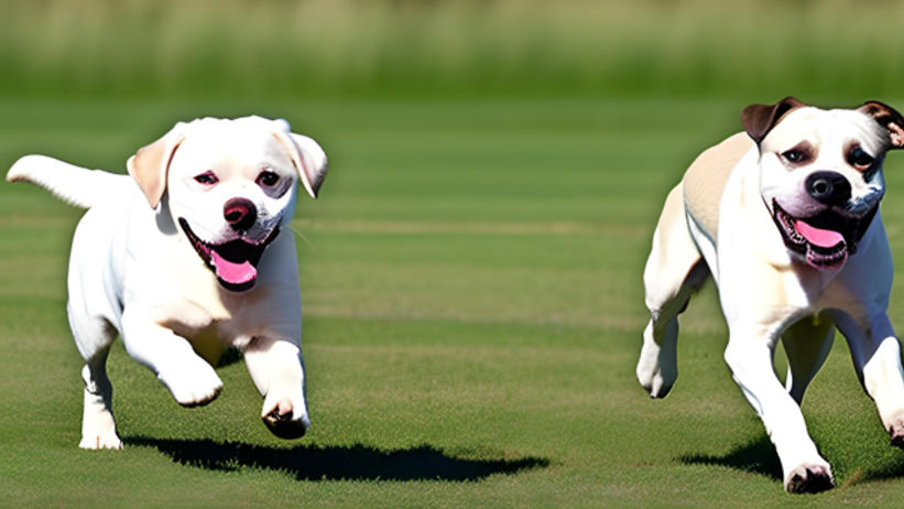 American Bulldog Mix with Labrador running outdoors